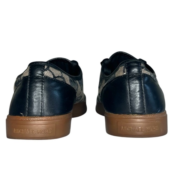 Michael Kors MK City Black and Brown Monogram Leather Canvas Sneakers Size 7.5 - Picture 7 of 12